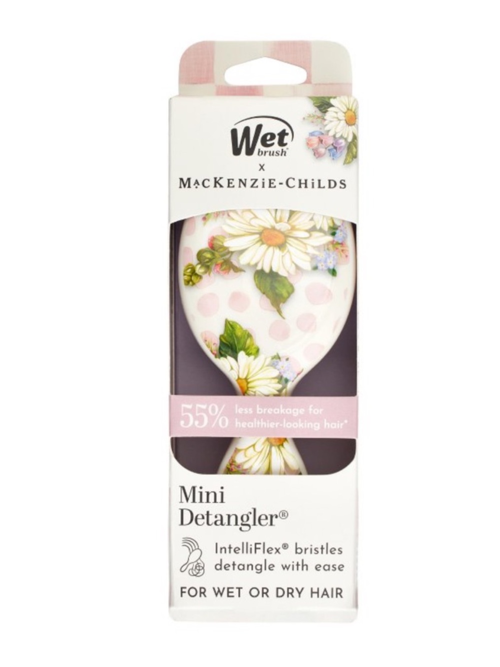 Wet brush x Mackenzie-Childs Mini Detangler White Pink Lavender Spotted Floral - Picture 12 of 16